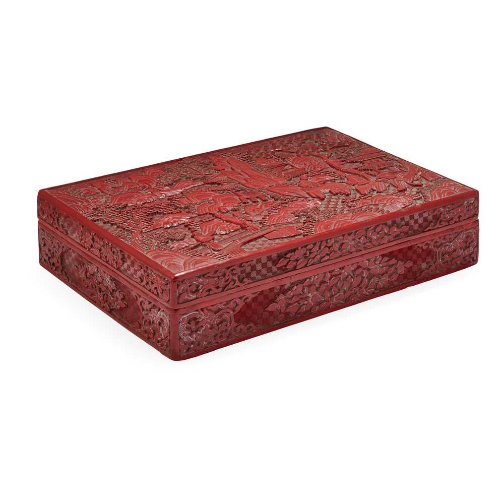CARVED CINNABAR LACQUER RECTANGULAR