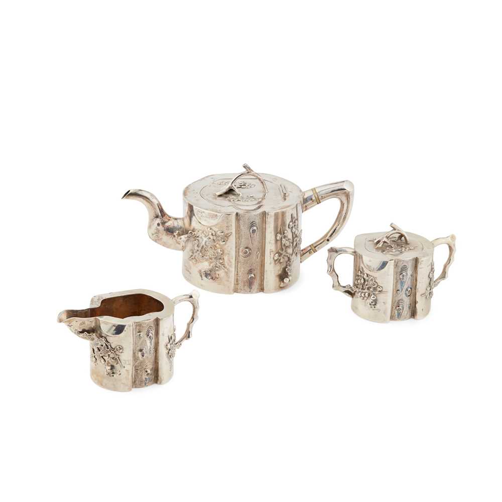 THREE-PIECE EXPORT SILVER TEA SERVICE
LATE