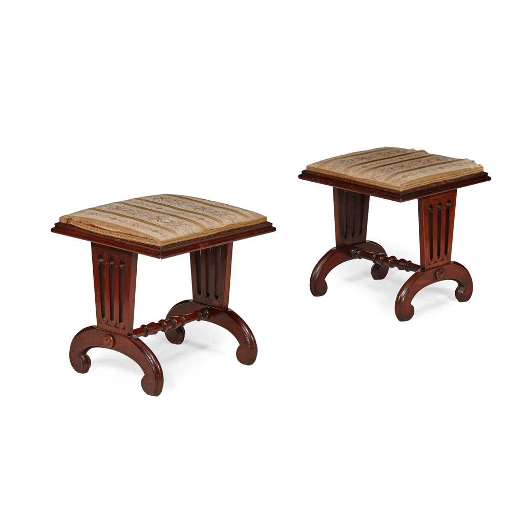 PAIR OF WILLIAM IV MAHOGANY STOOLS EARLY 2cd4ac