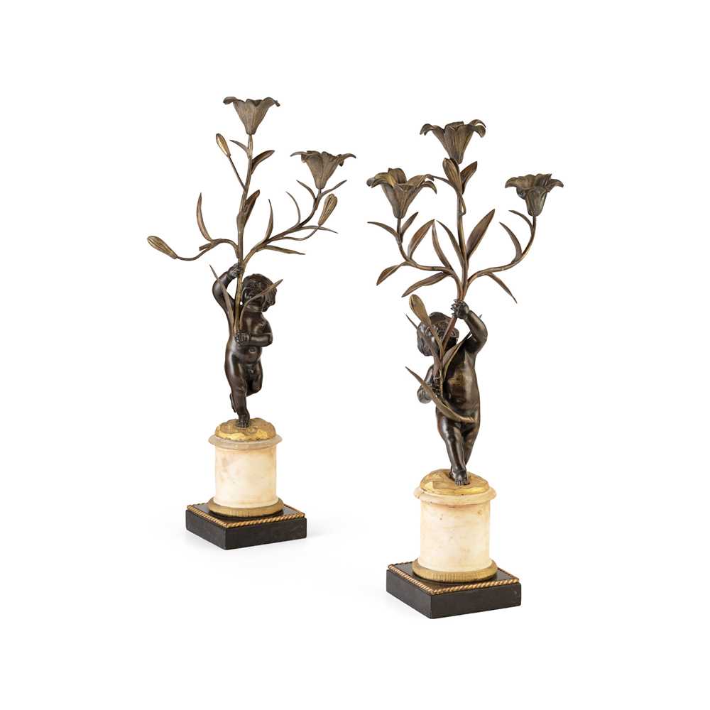 PAIR OF FRENCH PATINATED AND GILT