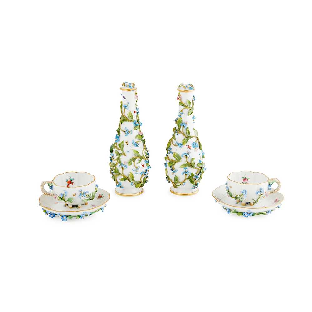 GROUP OF MEISSEN FLORAL PAINTED