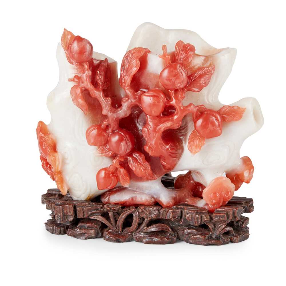 RED AND WHITE CARNELIAN AGATE 'LINGZHI