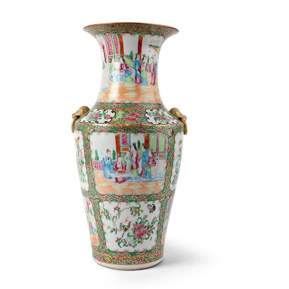 CANTON FAMILLE ROSE BALUSTER VASE
QING