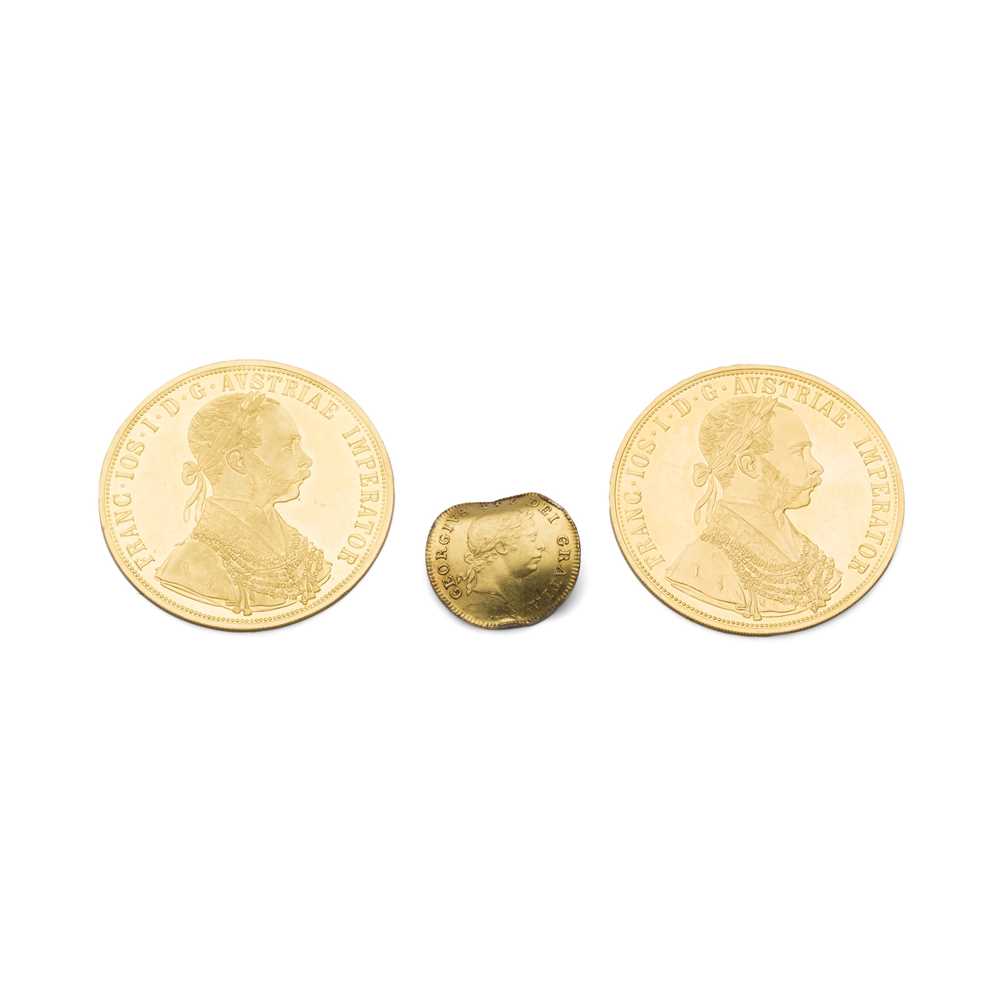 TWO 1915 FOUR DUCAT GOLD COINS