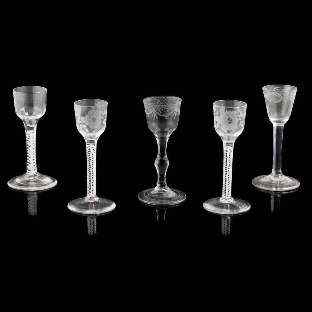 FIVE VARIOUS CORDIAL GLASSES
MID