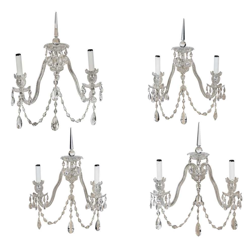 SET OF FOUR CUT GLASS WALL SCONCES MODERN 2cba28