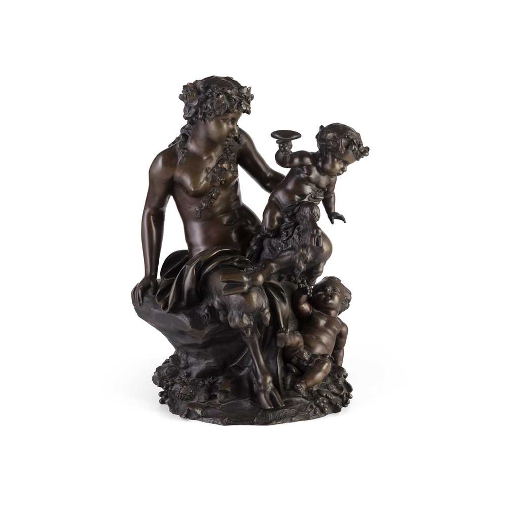 FRENCH BRONZE BACCHIC FIGURE GROUP,