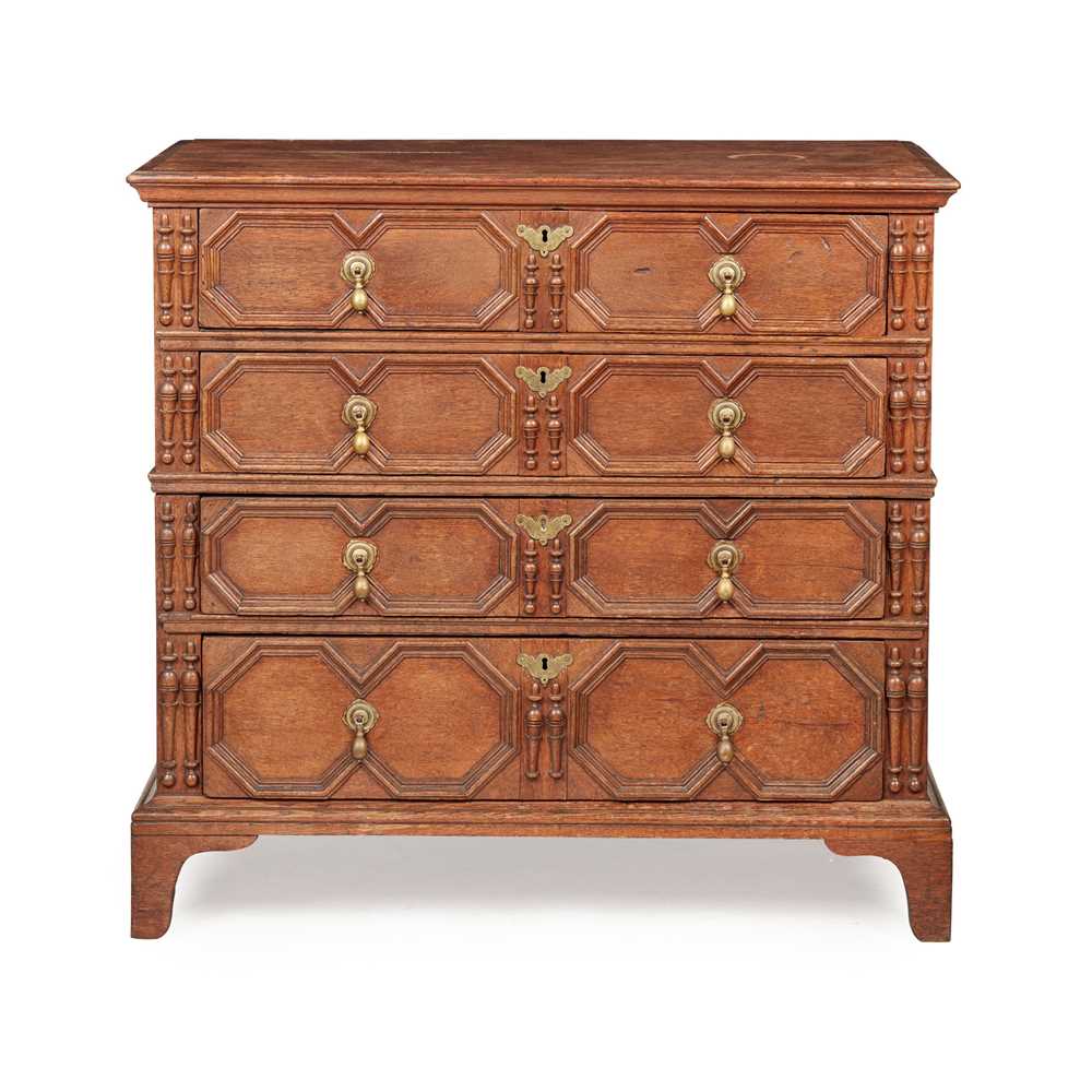 WILLIAM AND MARY OAK CHEST OF DRAWERS
LATE