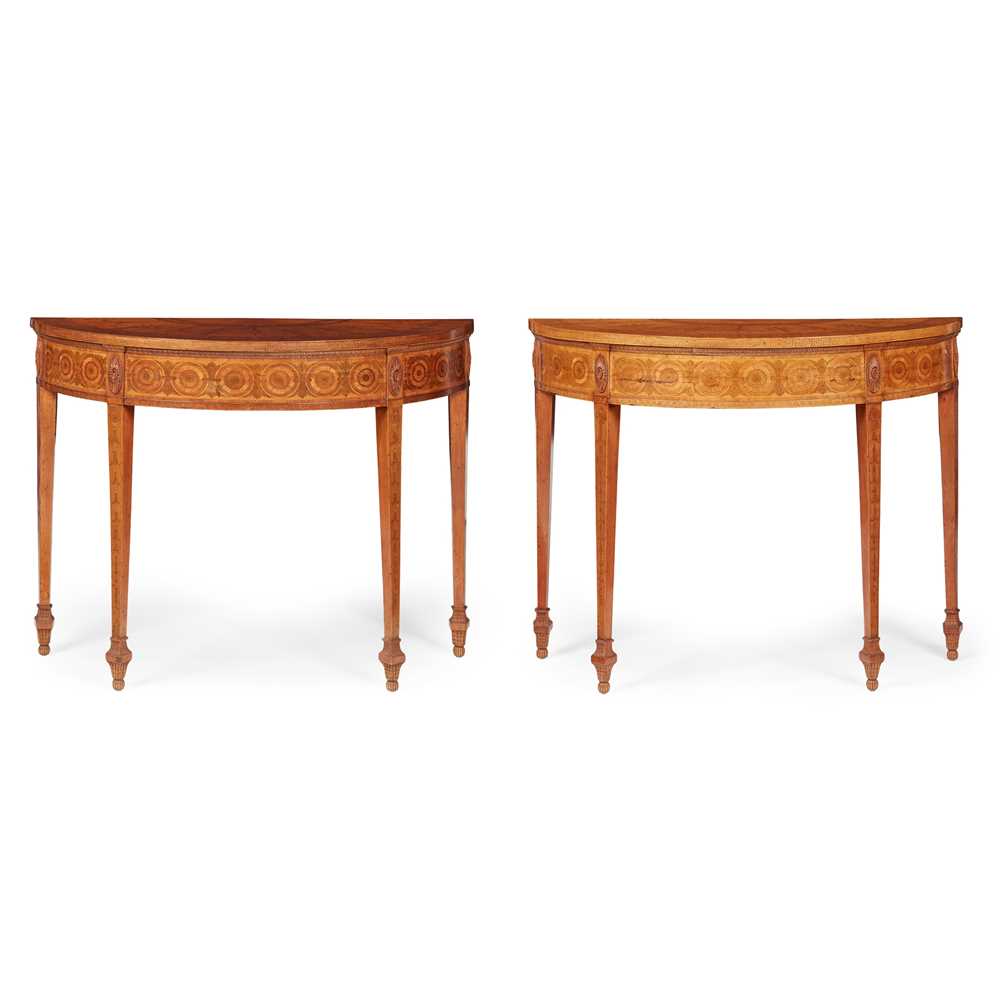 ? PAIR OF GEORGE III SATINWOOD AND MARQUETRY