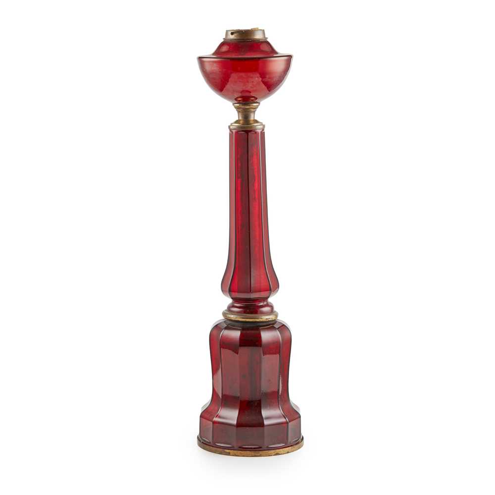 RUBY GLASS PARAFFIN LAMP BASE 19TH 2cbd33