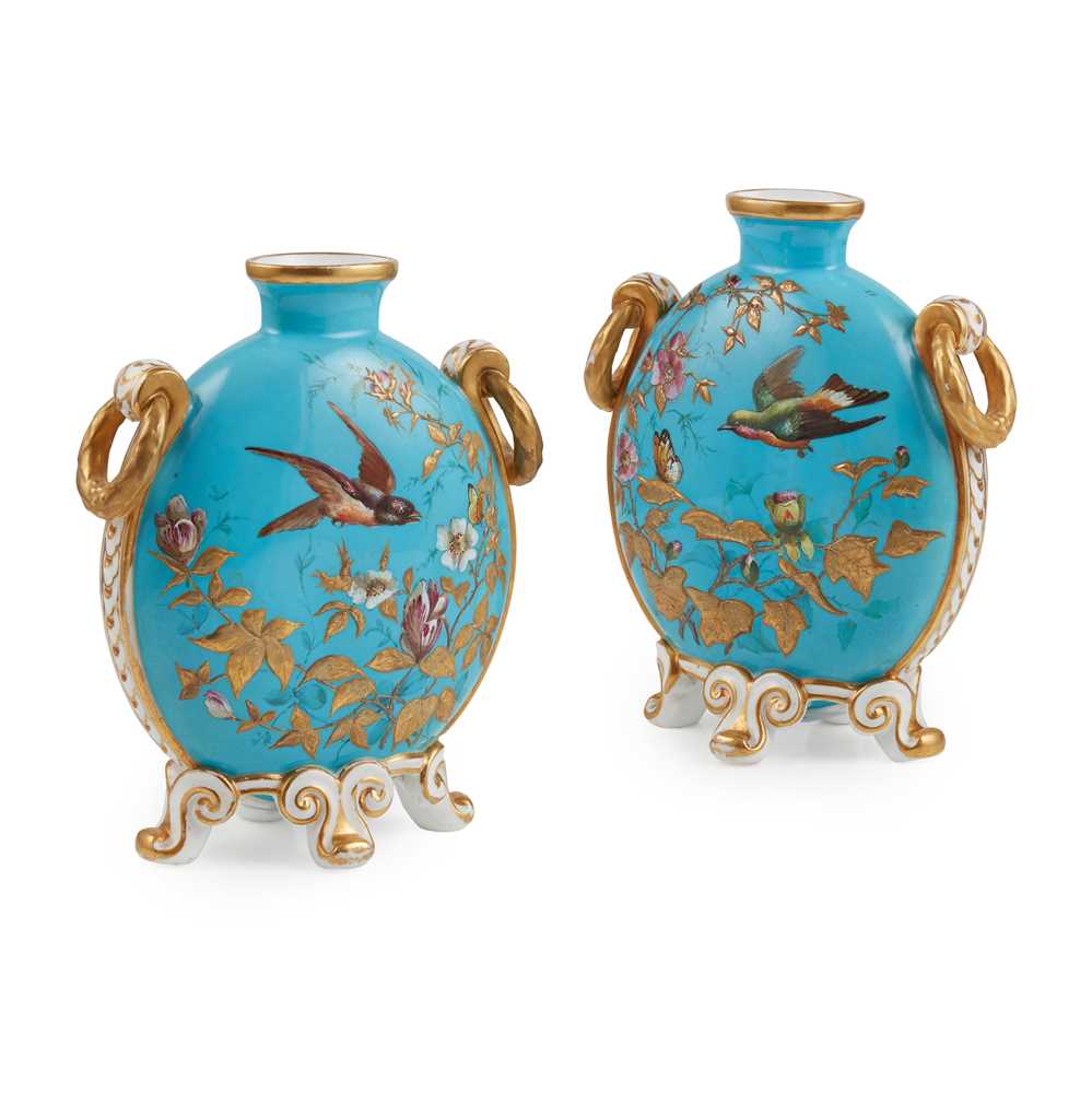 PAIR OF DERBY CROWN PORCELAIN MOONFLASKS
LATE