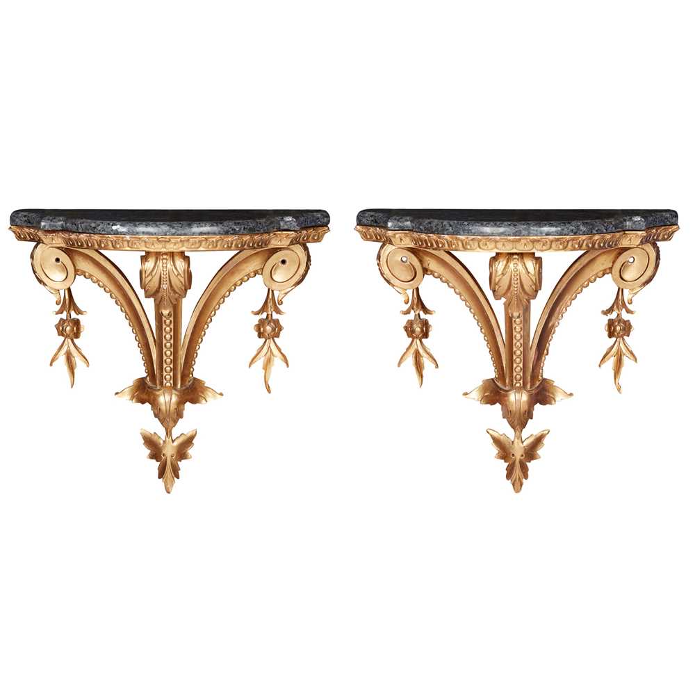 PAIR OF CARVED GILTWOOD AND MARBLE 2cbd38