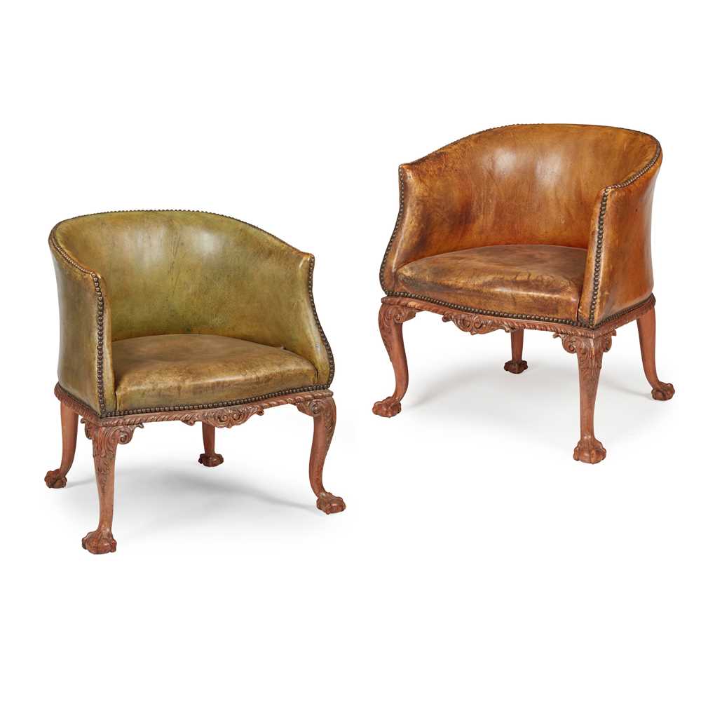 PAIR OF GEORGIAN STYLE LEATHER