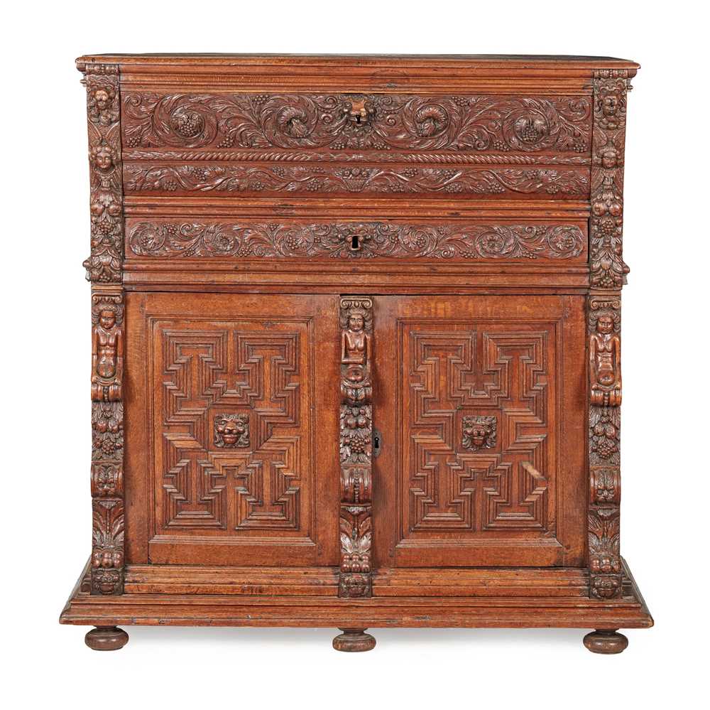 CONTINENTAL CARVED OAK PRESS CUPBOARD
19TH