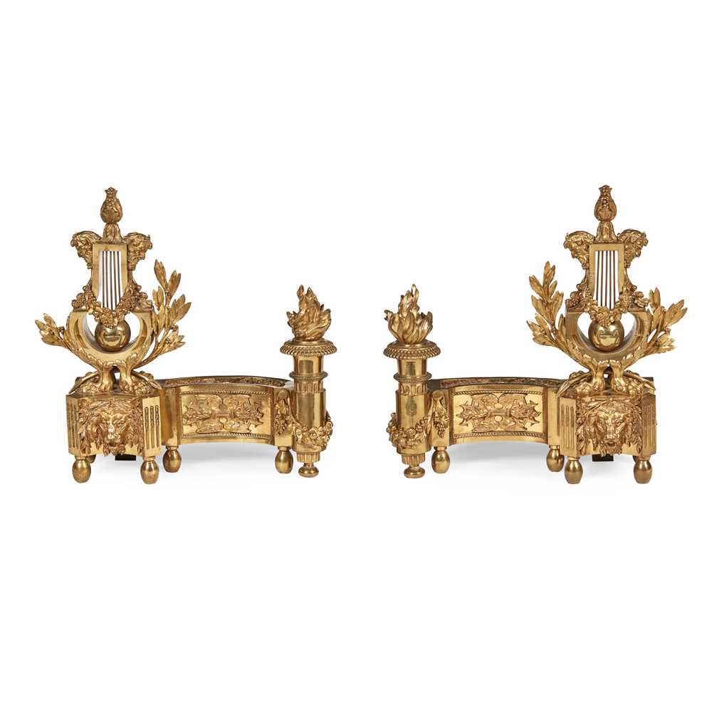 PAIR OF FRENCH GILT BRONZE CHENETS
19TH