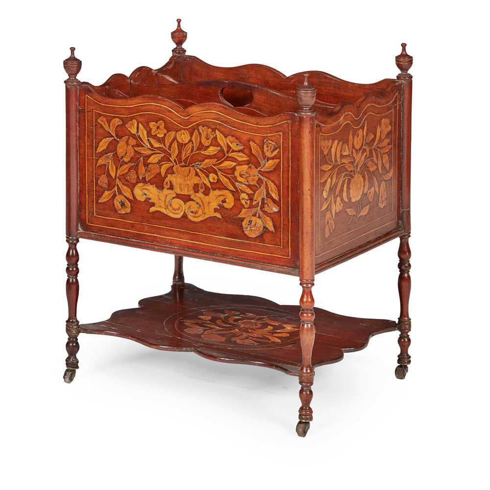 DUTCH WALNUT AND MARQUETRY CANTERBURY
19TH