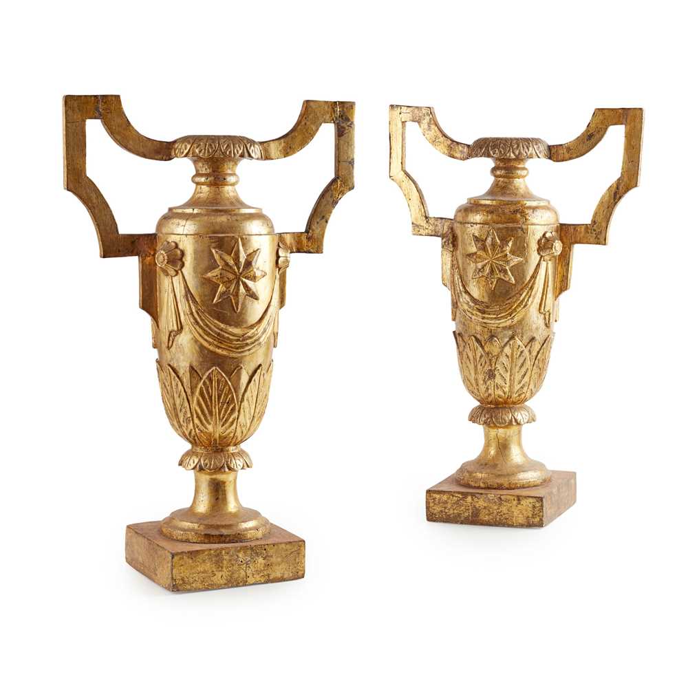 PAIR OF ITALIAN GILTWOOD URNS
19TH