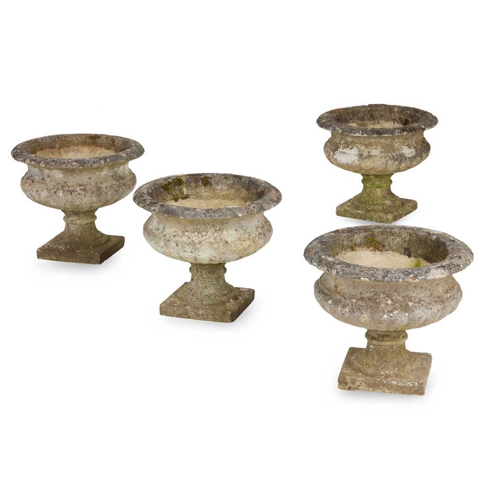 SET OF FOUR COMPOSITION STONE URNS MODERN 2cbe1f