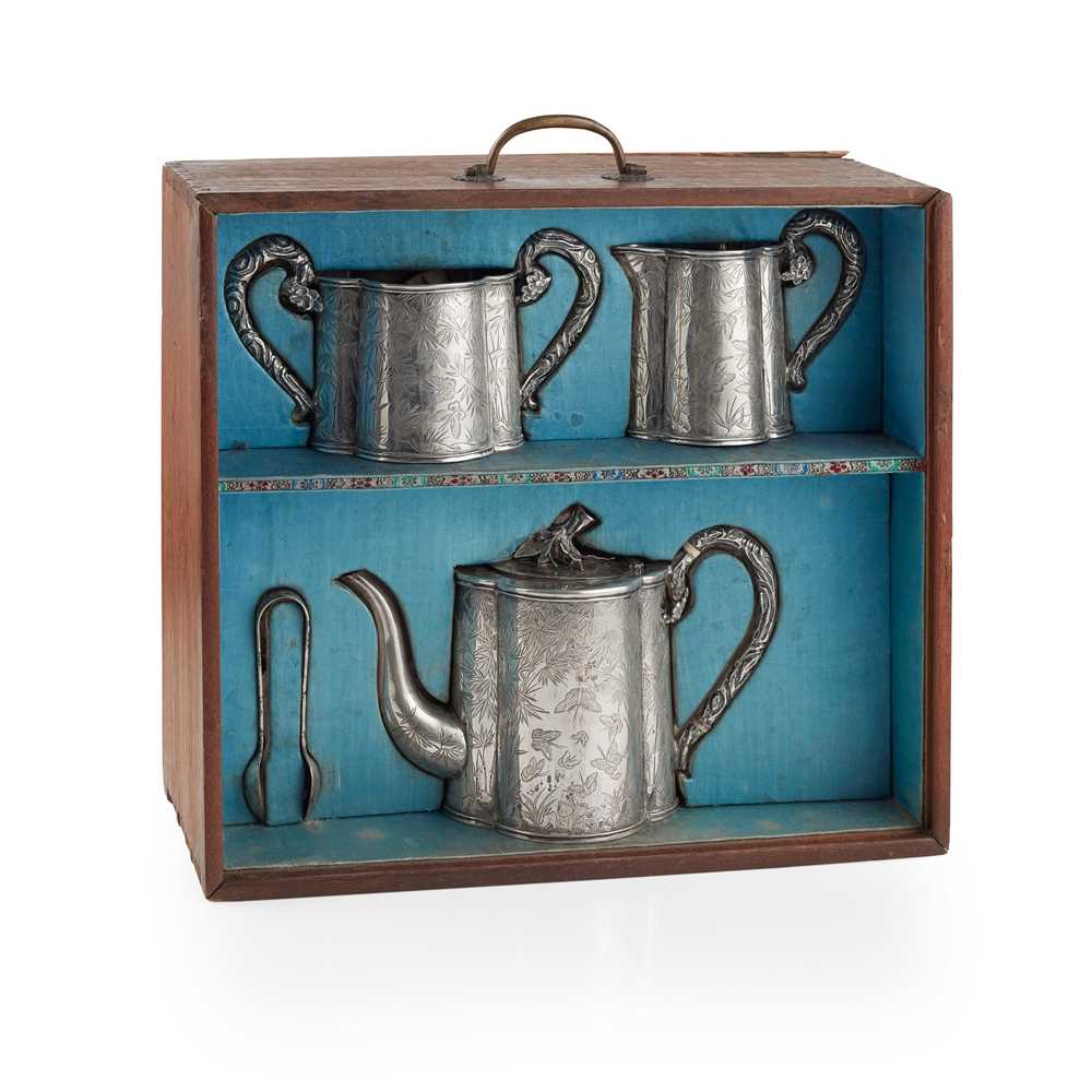 CASED CHINESE EXPORT SILVER THREE-PIECE