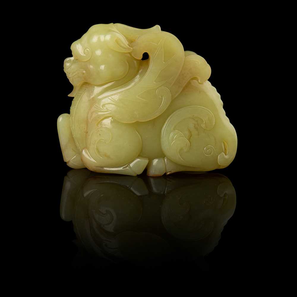 YELLOW JADE CARVING OF A QILIN QING 2cbe76