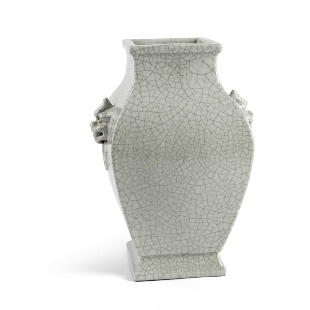 GE-TYPE CRACKLE-GLAZED SQUARE VASE