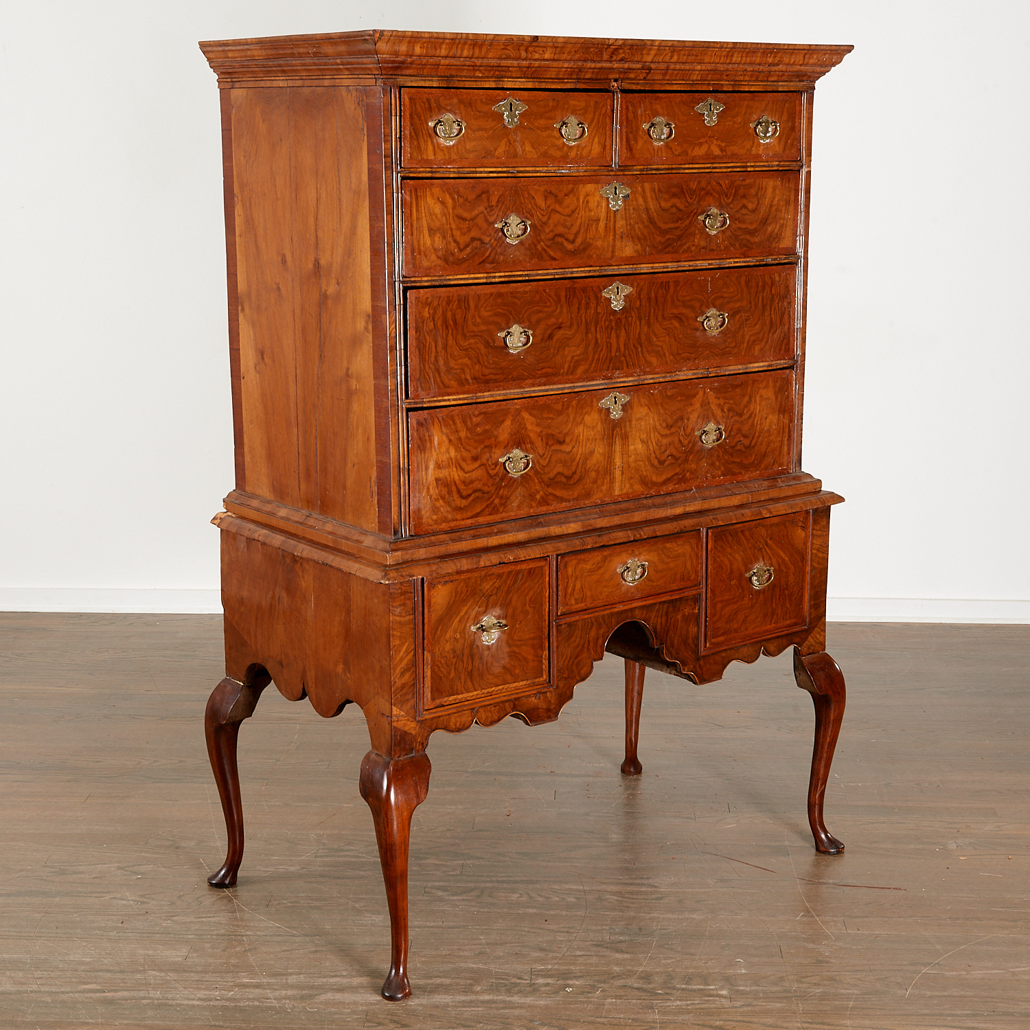 GEORGE II WALNUT FLAT TOP HIGHBOY 2cec60