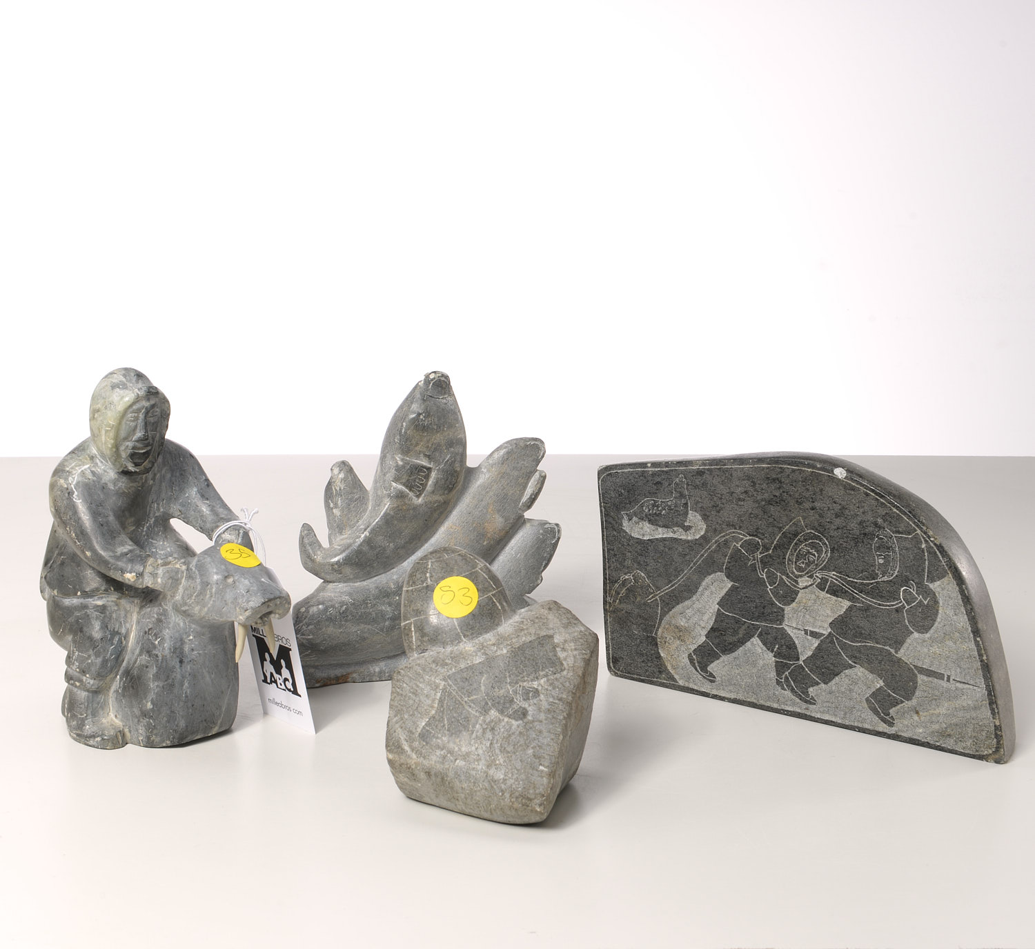 (4) INUIT FIGURAL STONE CARVINGS 20th
