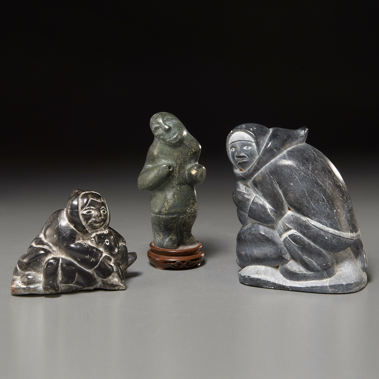 (3) INUIT STONE FIGURES, INCL.