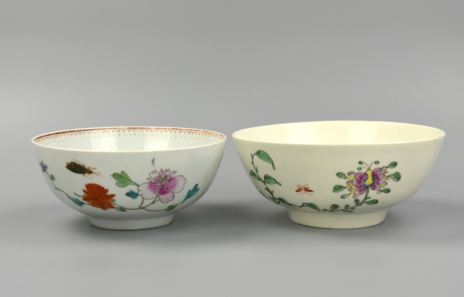 2 CHINESE FAMILLE ROSE BOWL W/ FLOWERS,18TH