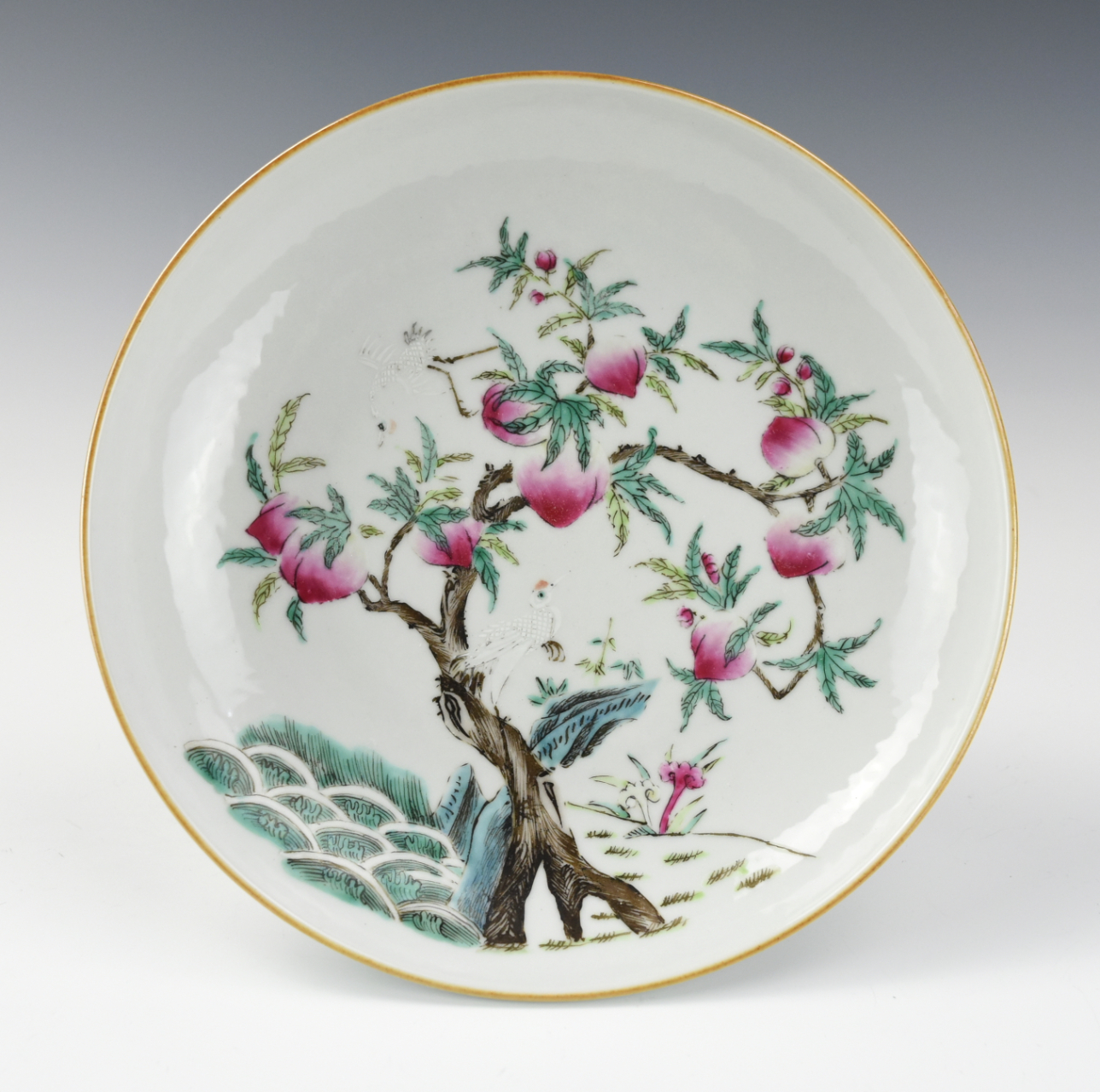 CHINESE FAMILLE ROSE PEACH PLATE 2cecd3