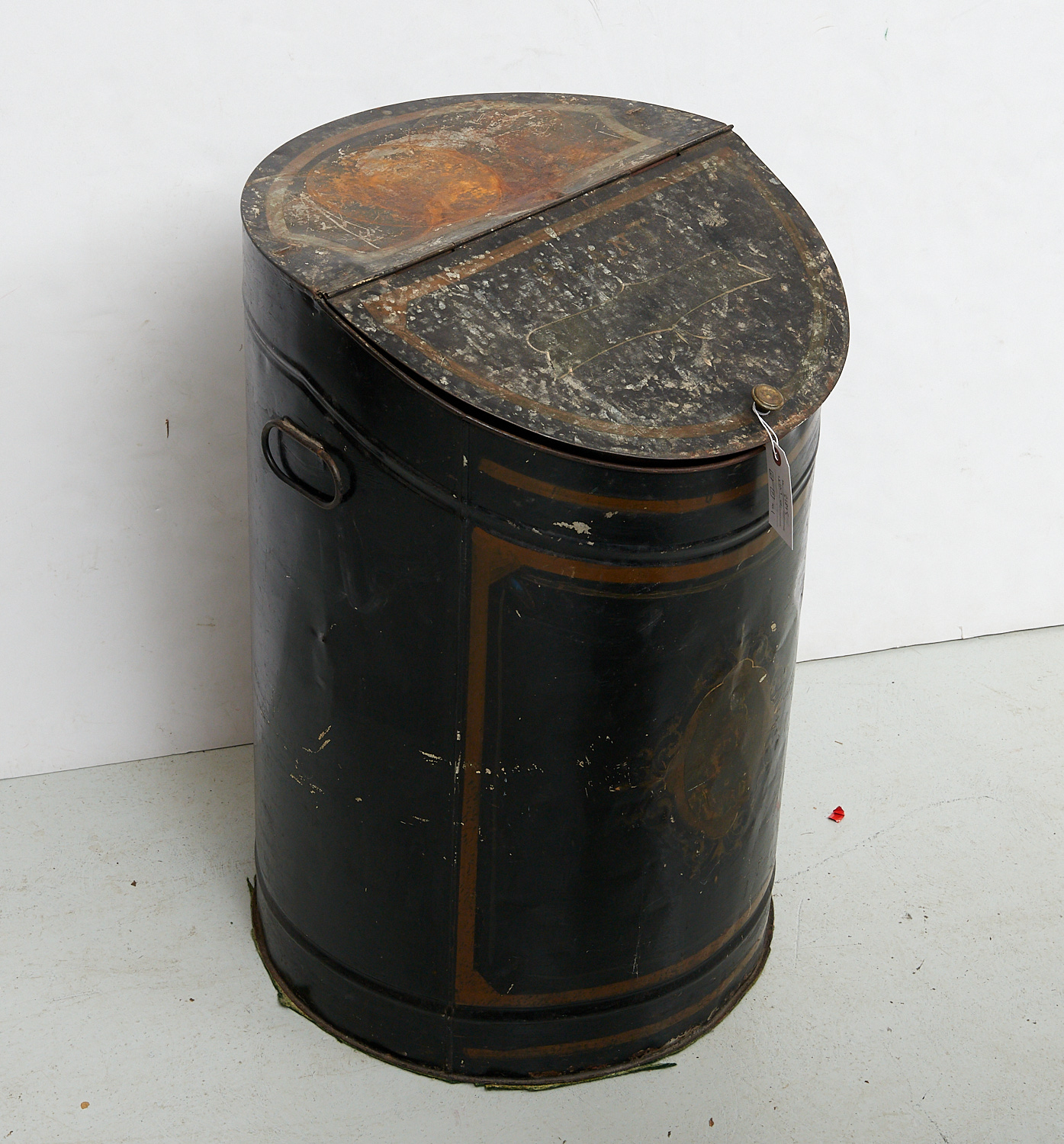 VICTORIAN PAINTED TOLE COAL BIN 2ceceb