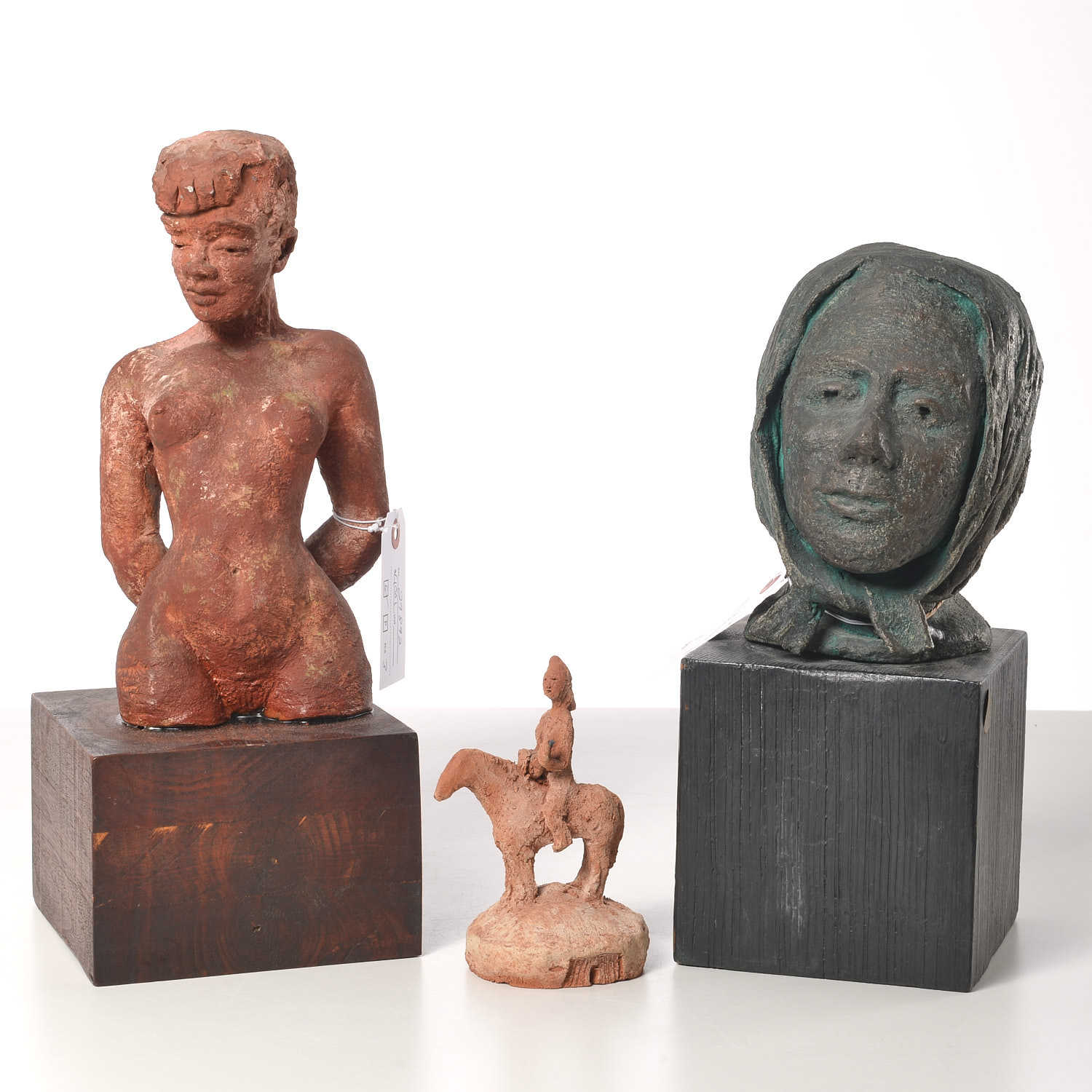 (3) TERRACOTTA FIGURAL SCULPTURES