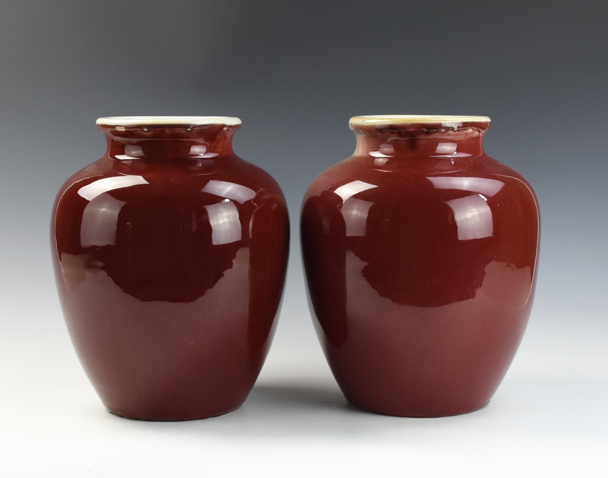 PAIR OF CHINESE COPPER RED GLAZED 2ced14