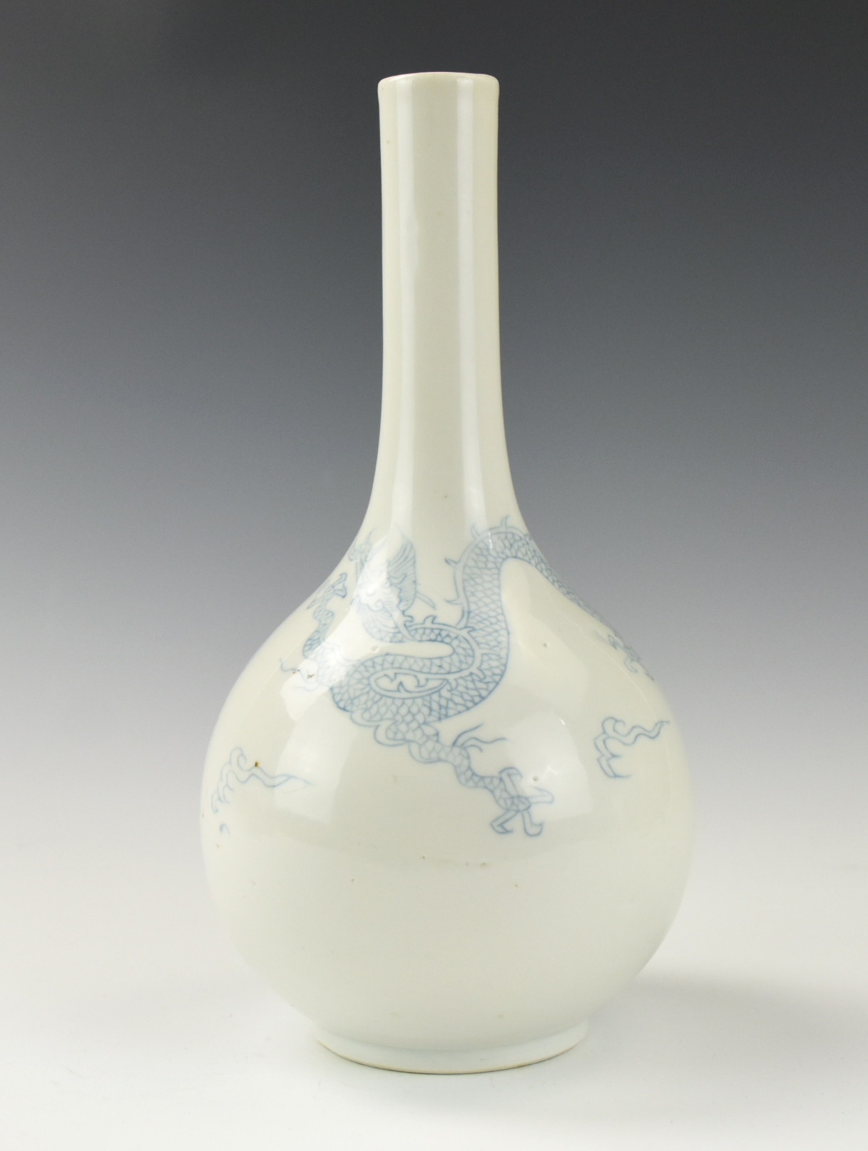 CHINESE WHITE GLAZED DRAGON VASE 18TH 2ced22