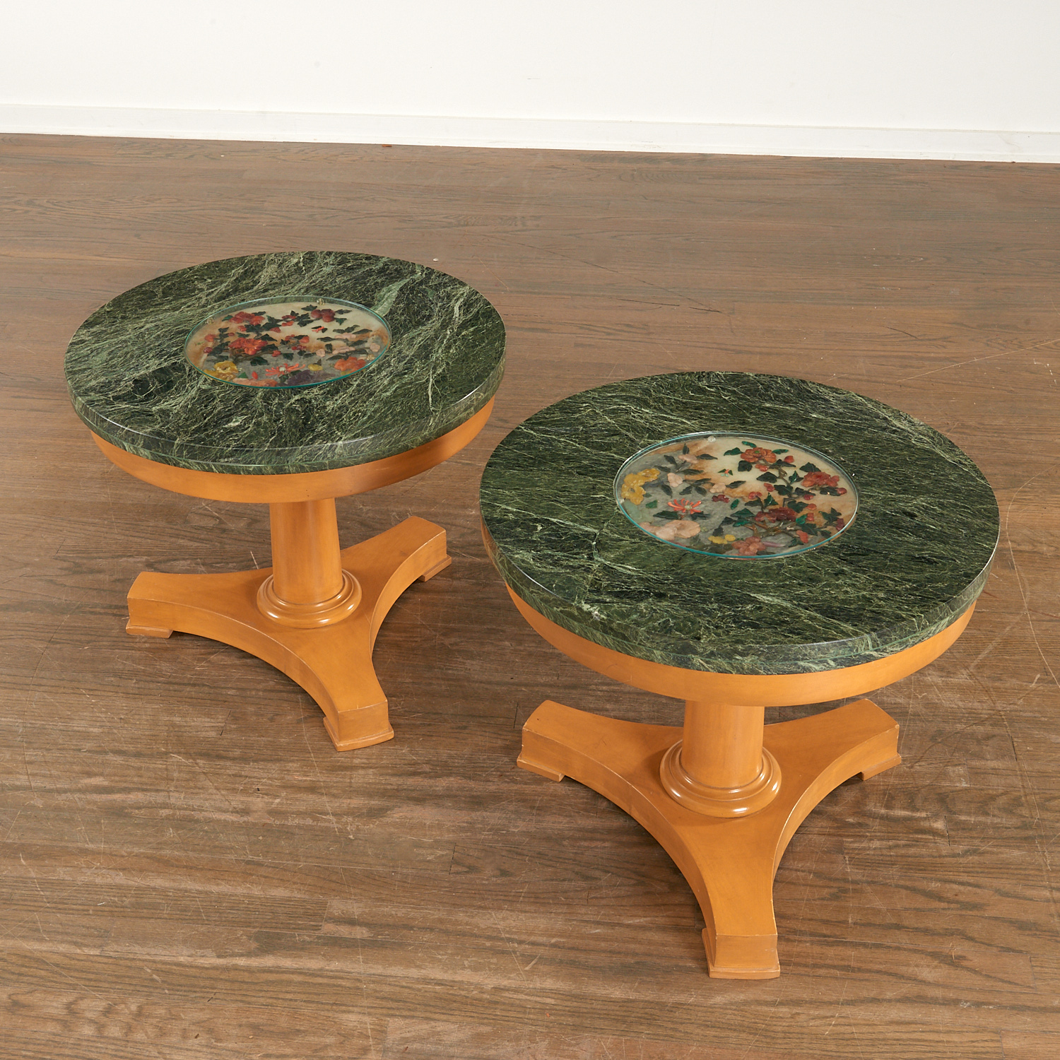 PAIR FRENCH LOW TABLES WITH CHINESE 2ced5c