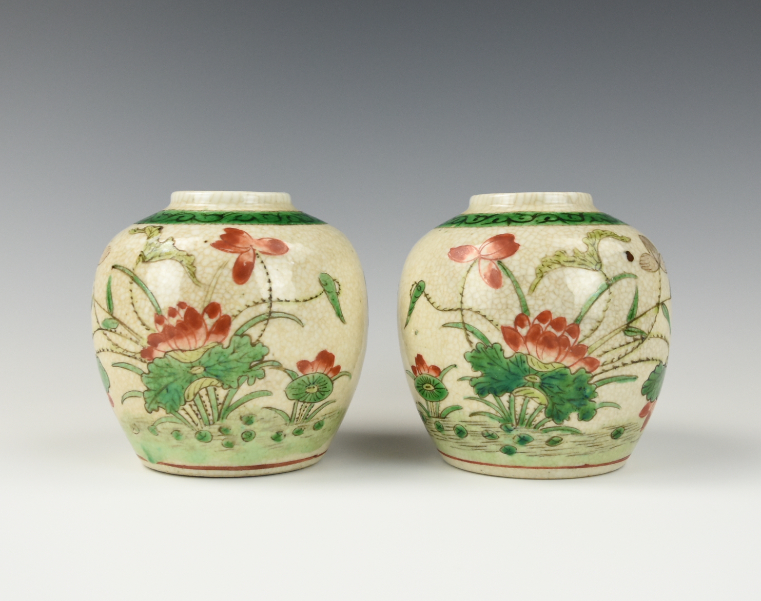 PAIR CHINESE FAMILLE VERTE GE GLAZED 2ceebd