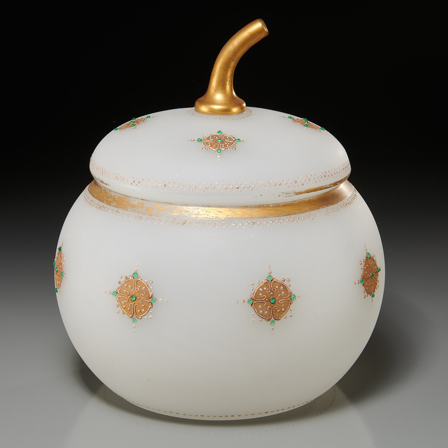 FRENCH OPALINE GILT AND JEWELED 2ceebe