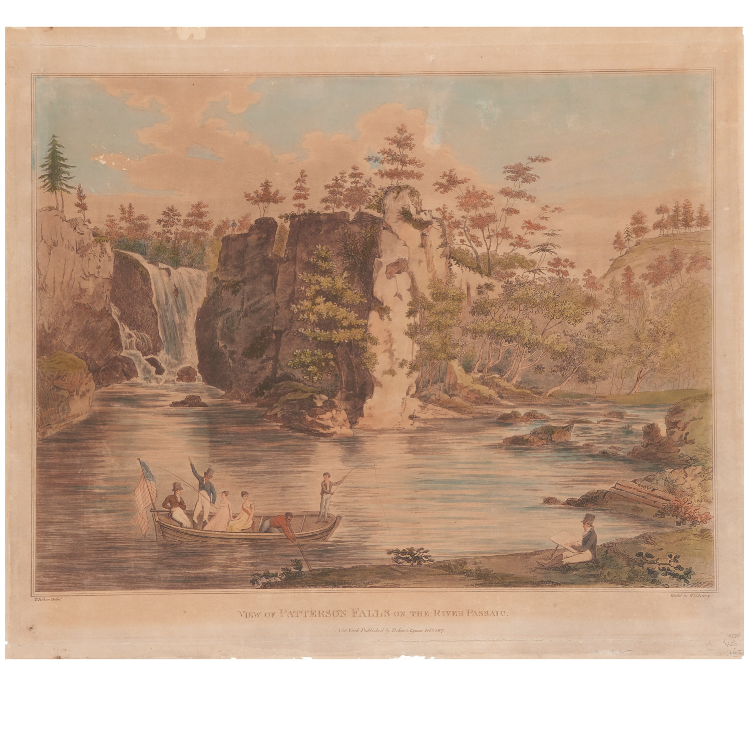 PATTERSON FALLS, HAND-COLORED ENGRAVING,