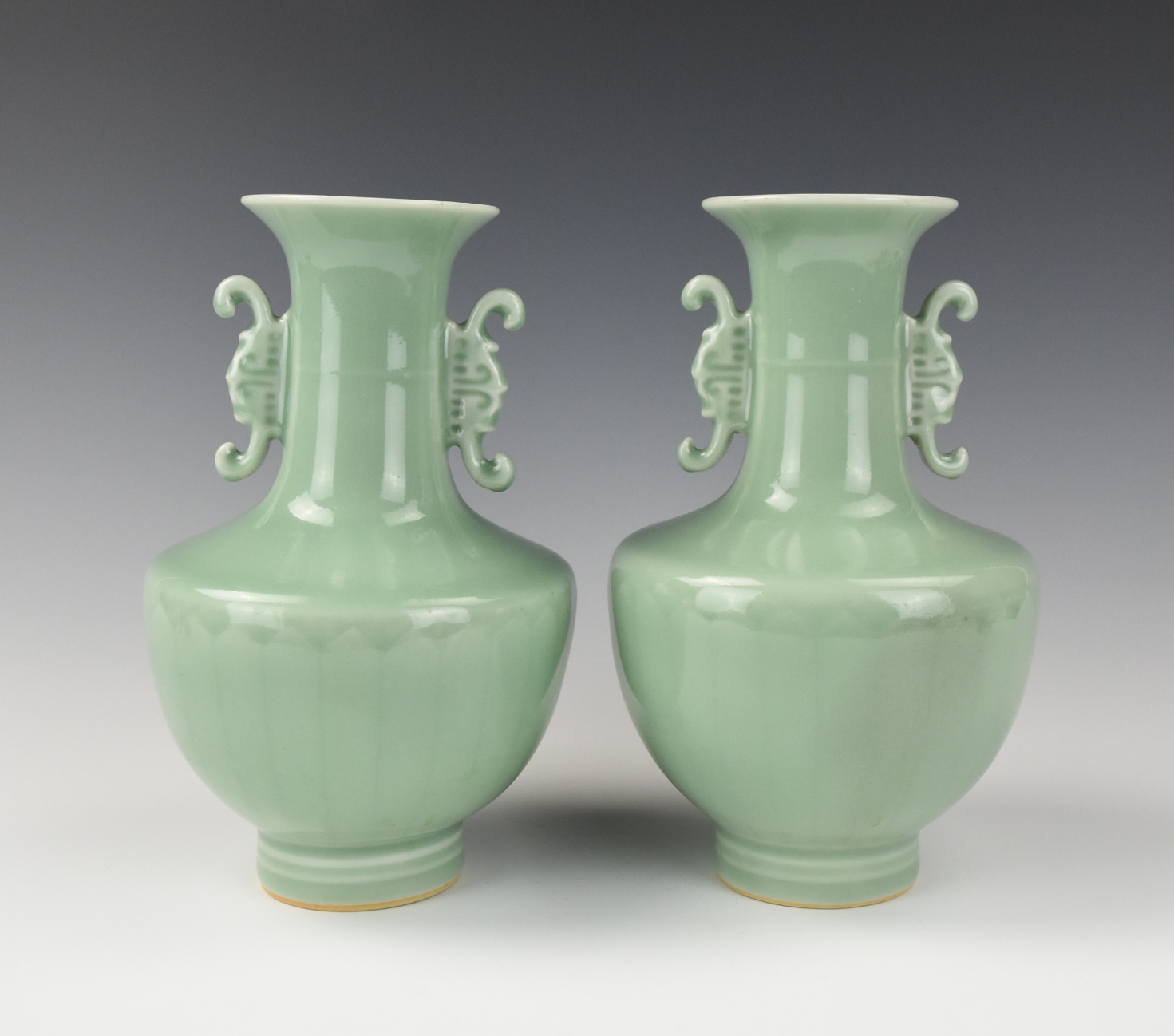 PAIR CHINESE CELADON-GLAZED VASE,