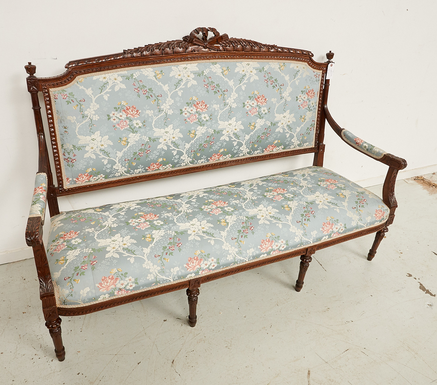 LOUIS XVI STYLE CARVED DAMASK UPHOLSTERED 2ceef9