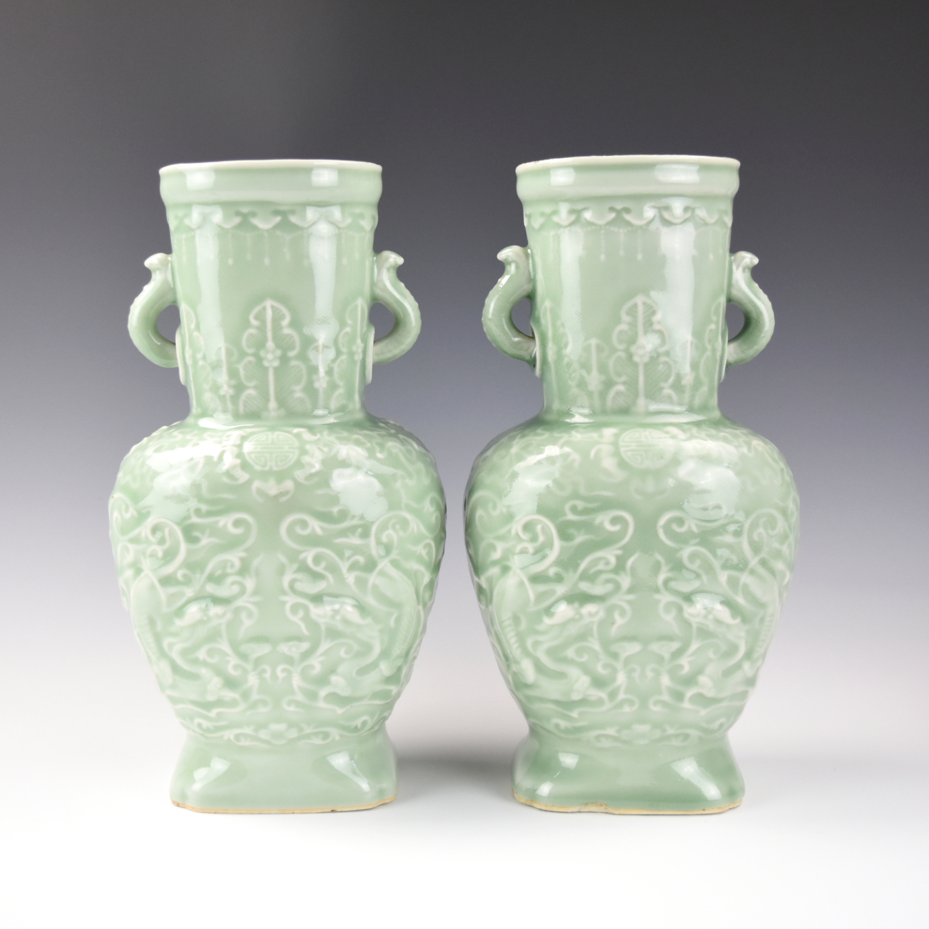 PAIR OF CHINESE CELADON GLAZED 2cefb0