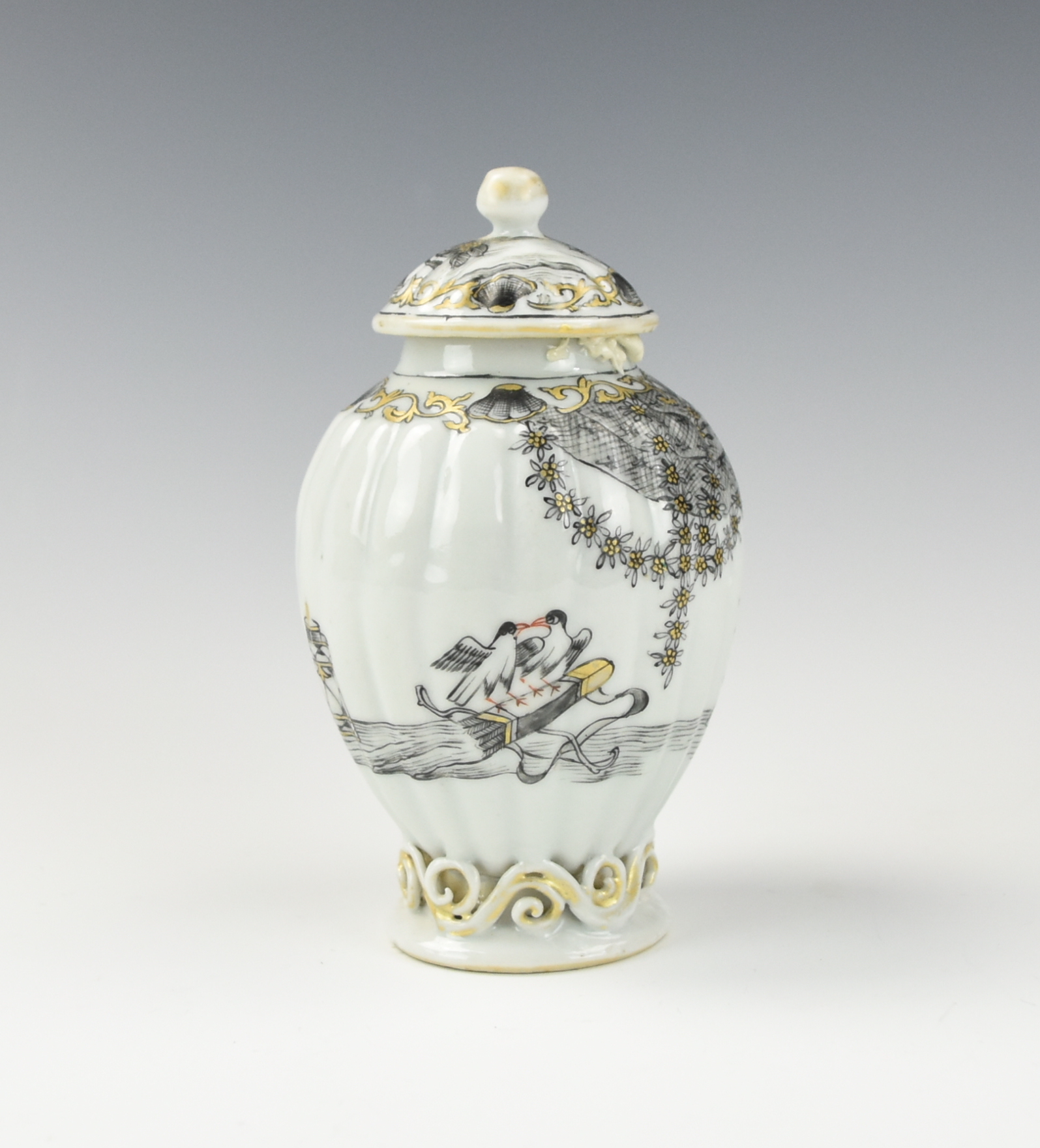 CHINESE GILT & GRISAILLE JAR &