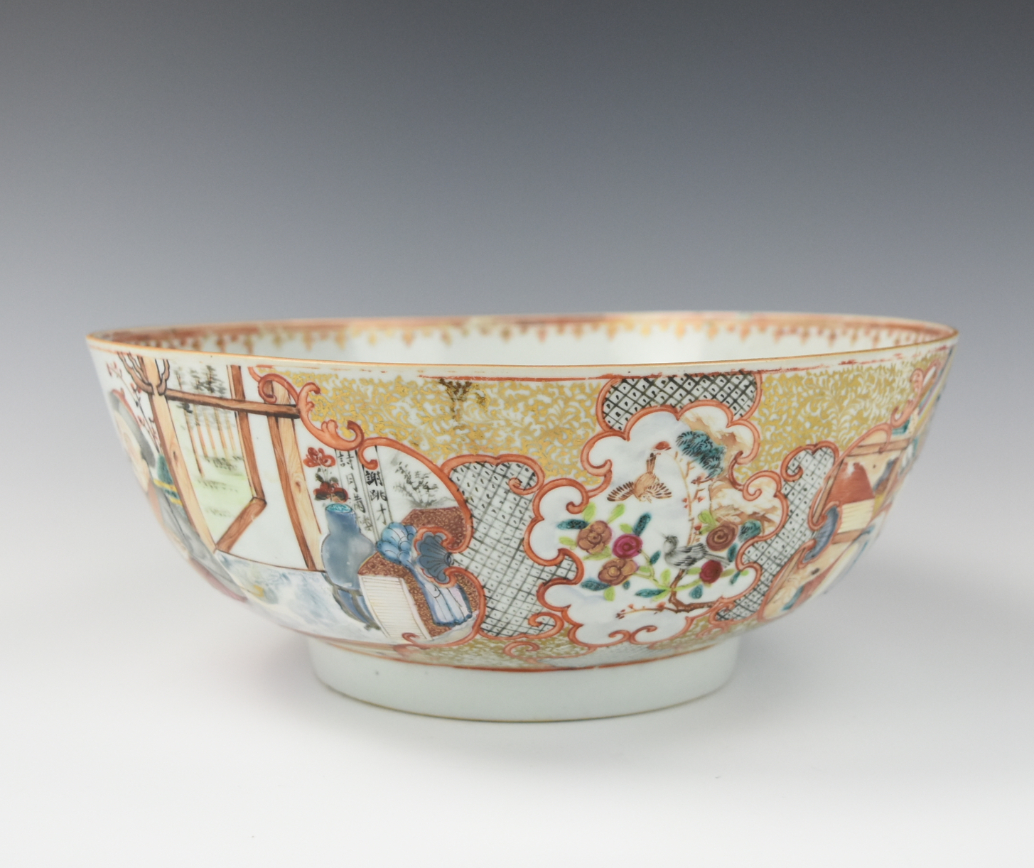 CHINESE CANTON GLAZED PUNCH BOWL 2cefcc