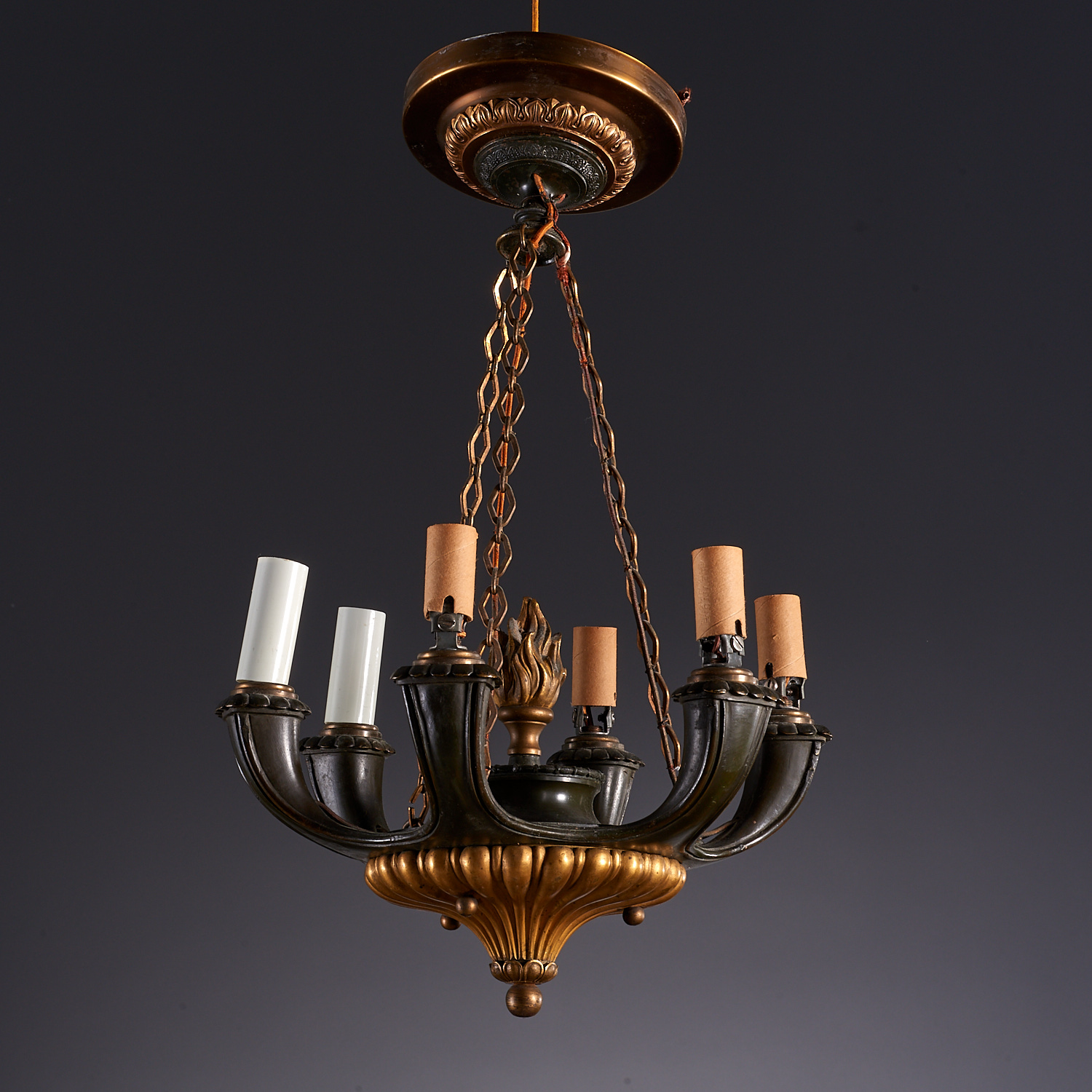 ANTIQUE EMPIRE STYLE BRONZE CHANDELIER