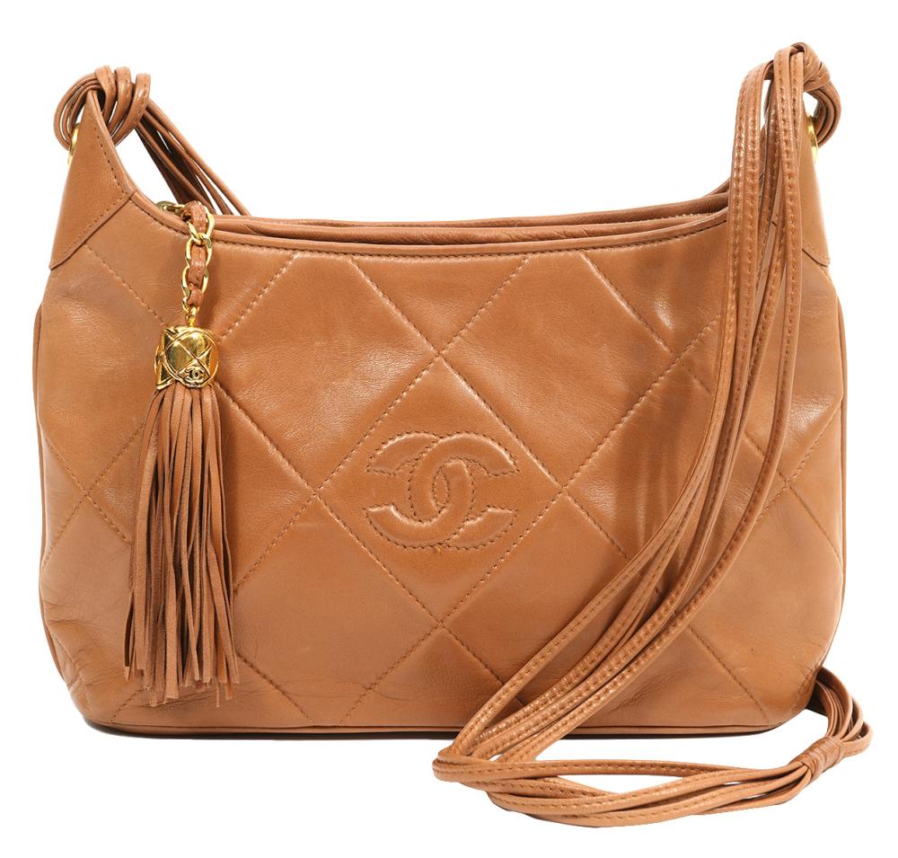 CHANEL VINTAGE BROWN LAMBSKIN SHOULDER 2cf073