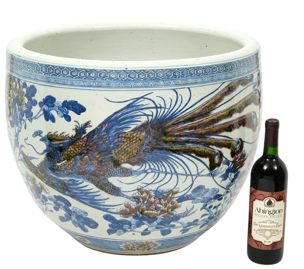 CHINESE PORCELAIN FISH BOWL PLANTERChinese