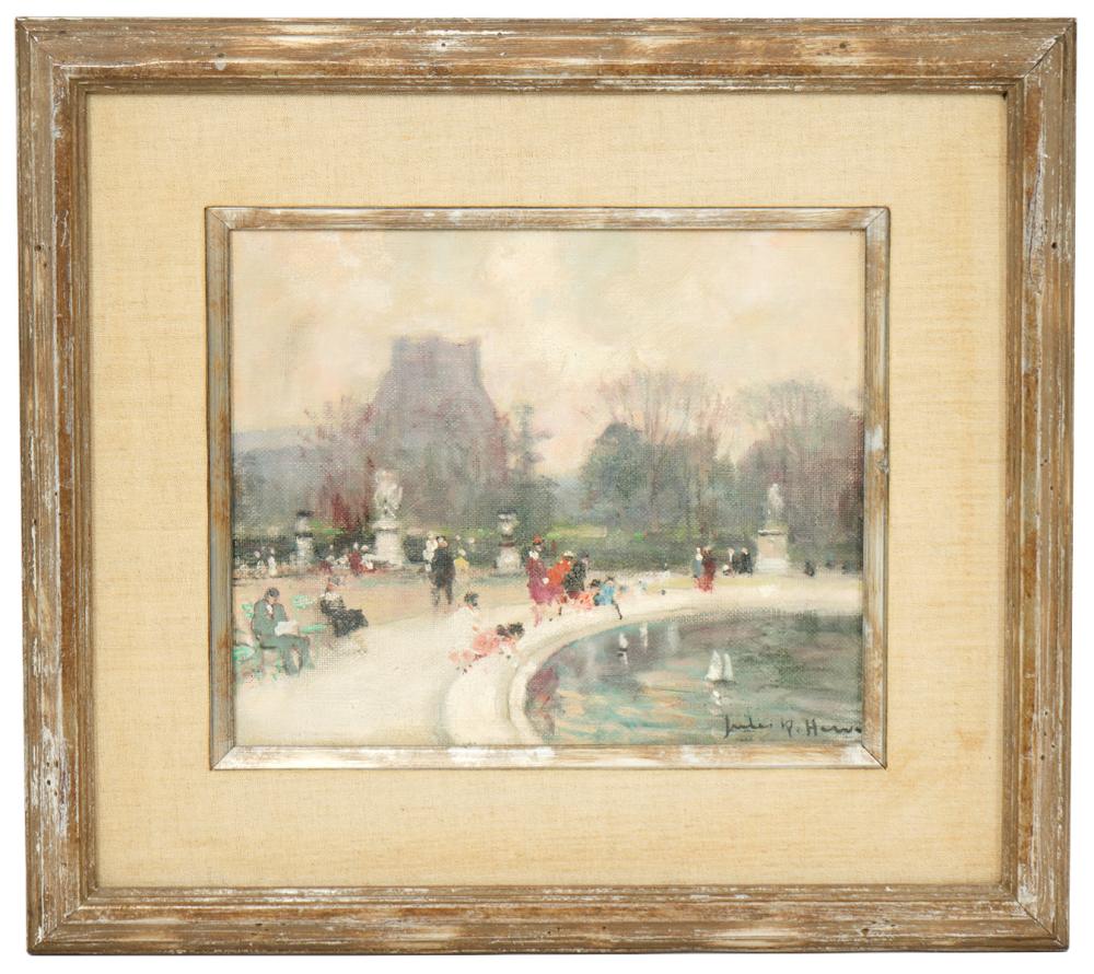 JULES HERVE TUILERIES GARDEN OIL PAINTINGJules