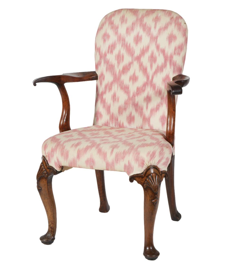 QUEEN ANNE 18TH C. ARMCHAIR CARVED