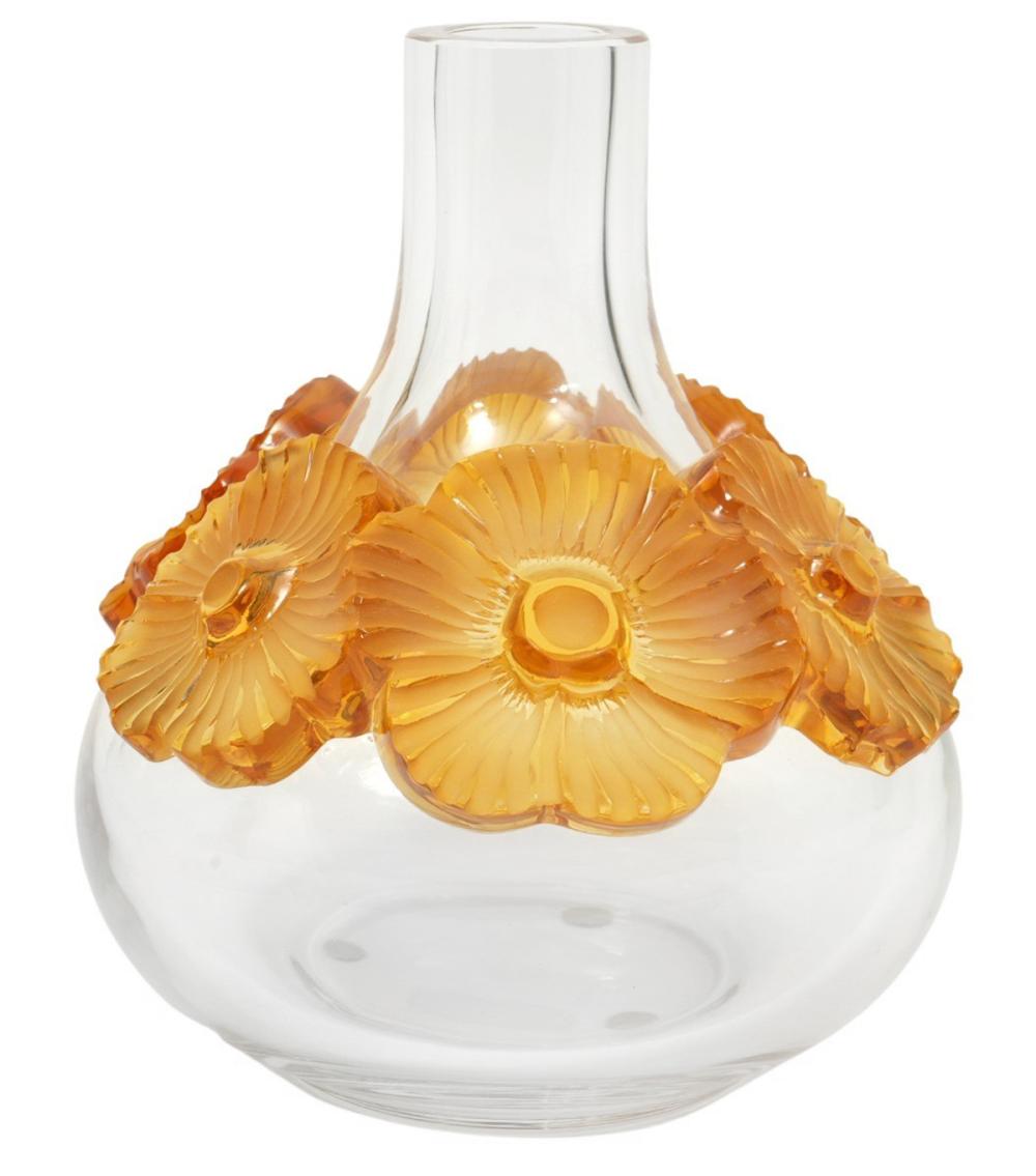 LALIQUE CRYSTAL ATOSSA VASE WITH