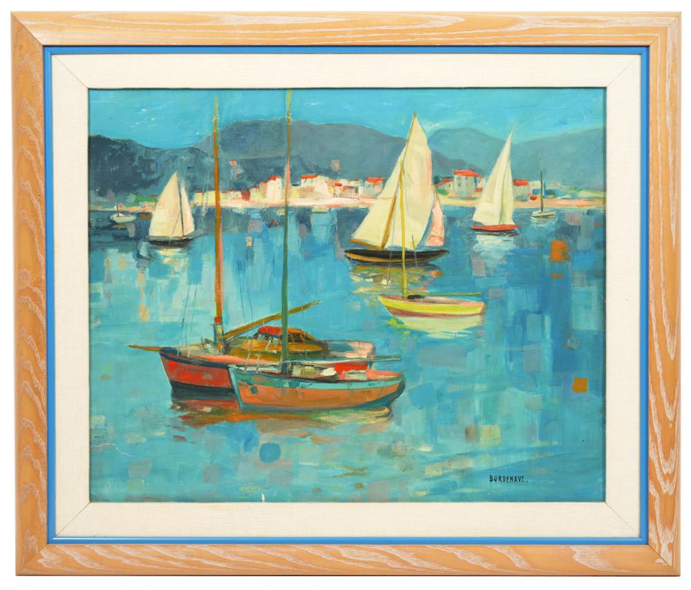 PIERRE BORDENAVE OIL PAINTING SAILBOATS 2cf102